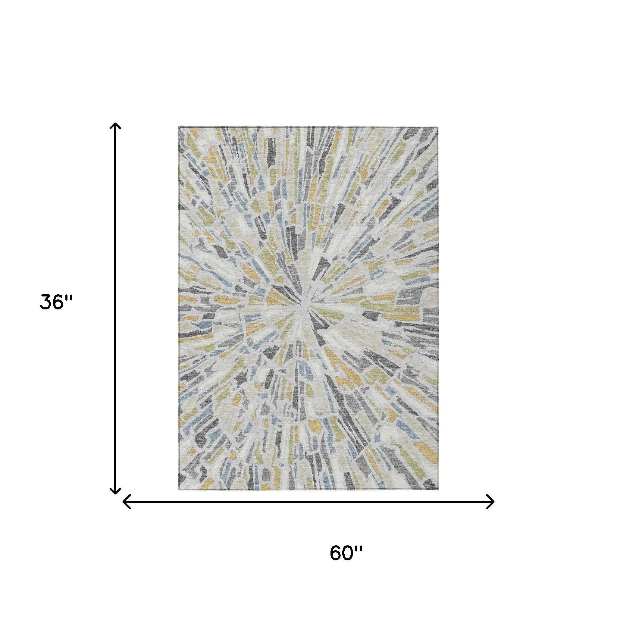 3' X 5' Silver And Gray Abstract Washable Indoor Outdoor Area Rug Homeroots Outdoor