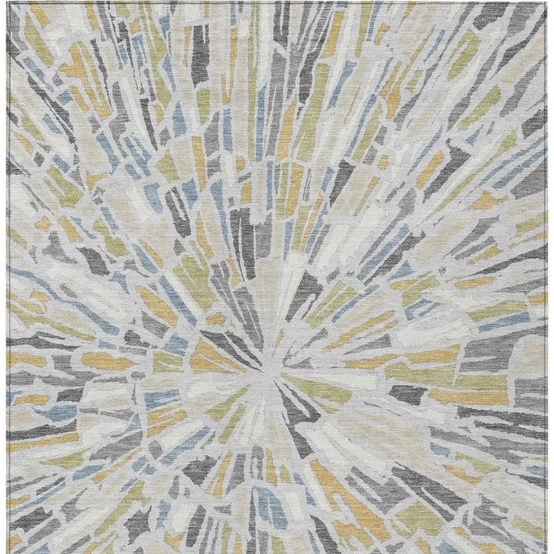 3' X 5' Silver And Gray Abstract Washable Indoor Outdoor Area Rug Homeroots Outdoor