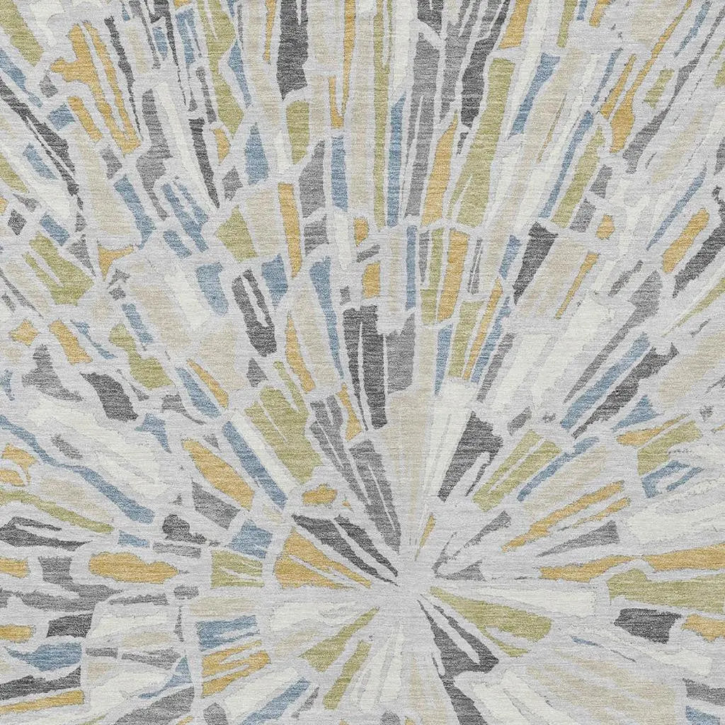 3' X 5' Silver And Gray Abstract Washable Indoor Outdoor Area Rug Homeroots Outdoor