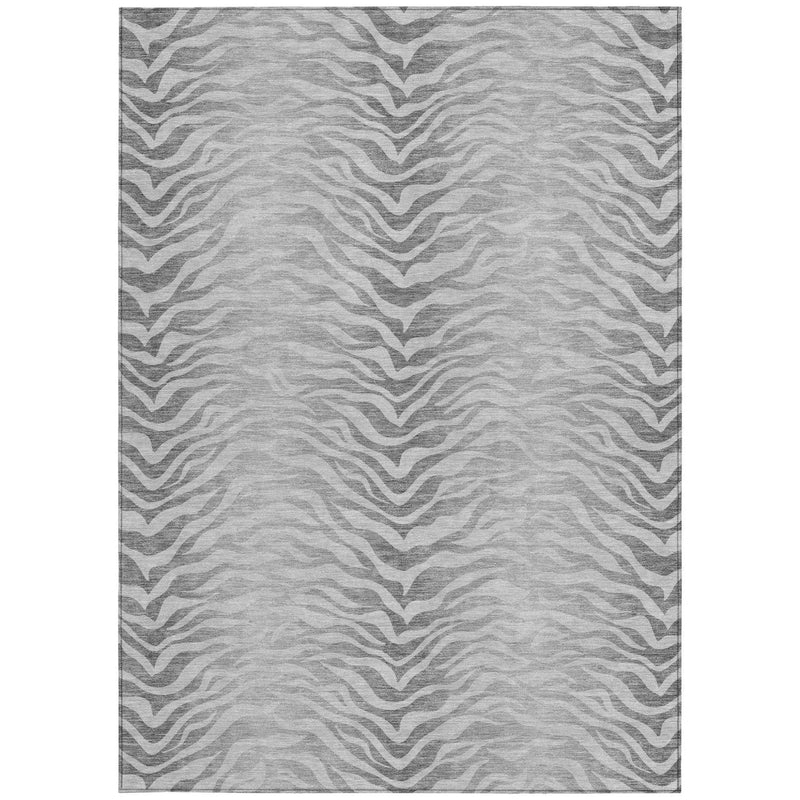 3' X 5' Silver And Gray Animal Print Washable Indoor Outdoor Area Rug Homeroots Outdoor