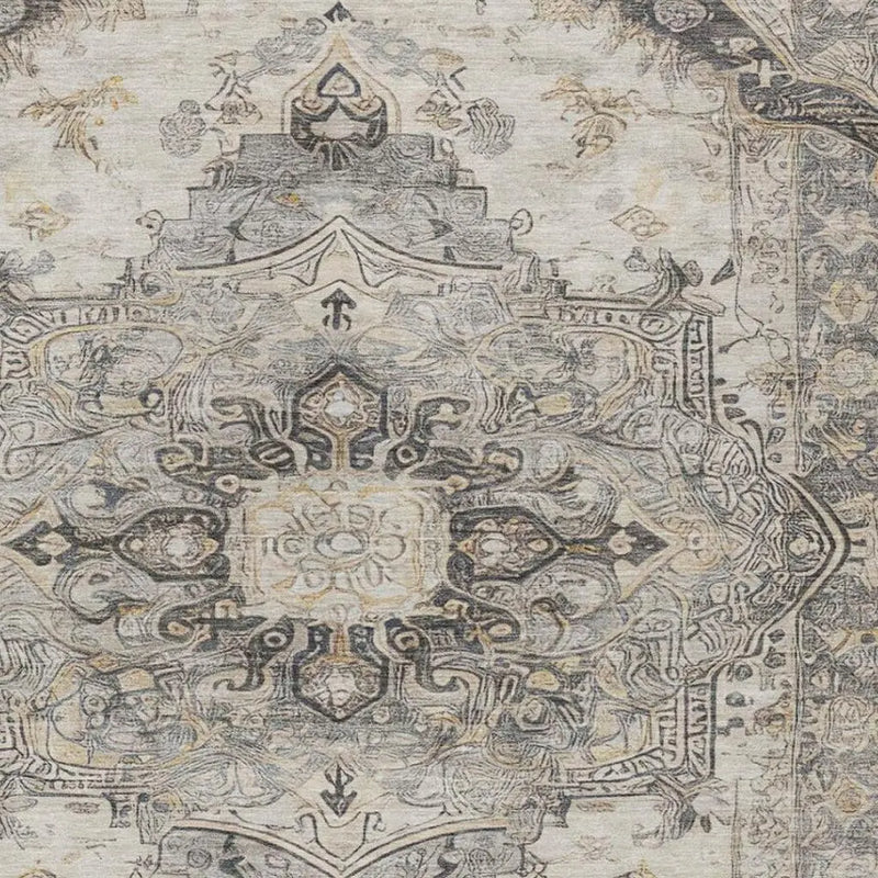 3' X 5' Silver And Gray Floral Medallion Washable Indoor Outdoor Area Rug Homeroots Outdoor
