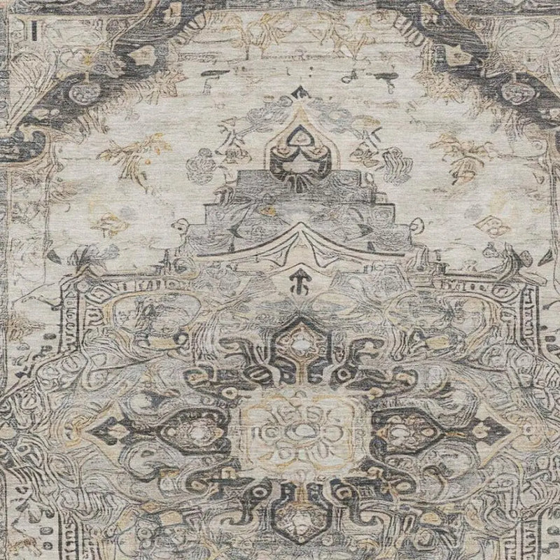 3' X 5' Silver And Gray Floral Medallion Washable Indoor Outdoor Area Rug Homeroots Outdoor