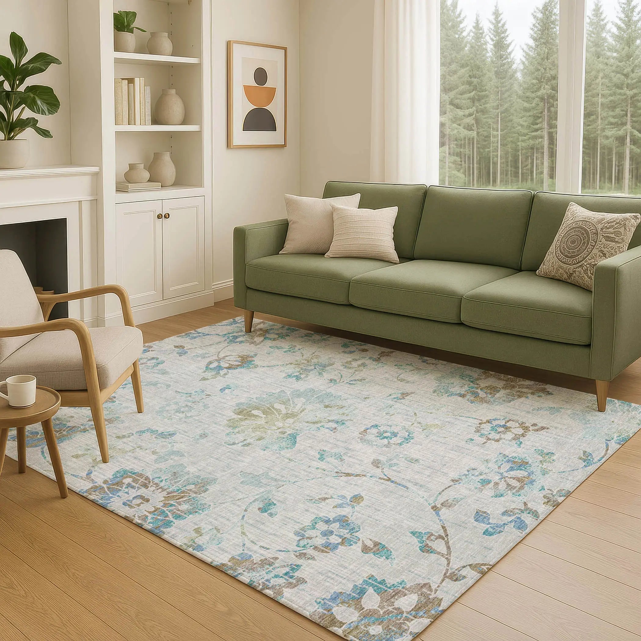 3' X 5' Silver And Gray Floral Washable Indoor Outdoor Area Rug Homeroots Outdoor