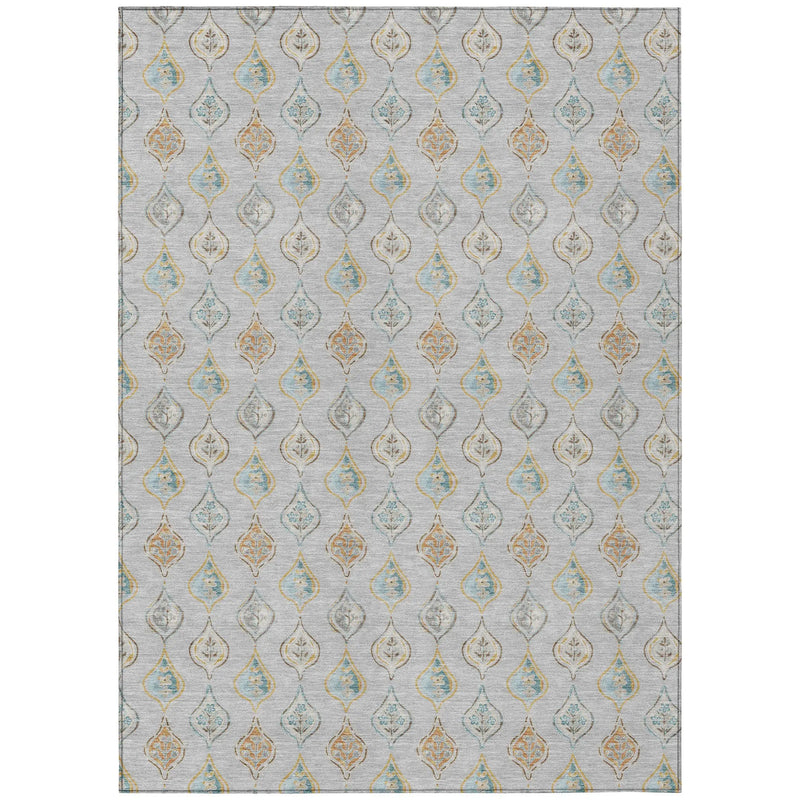 3' X 5' Silver And Gray Floral Washable Indoor Outdoor Area Rug Homeroots Outdoor