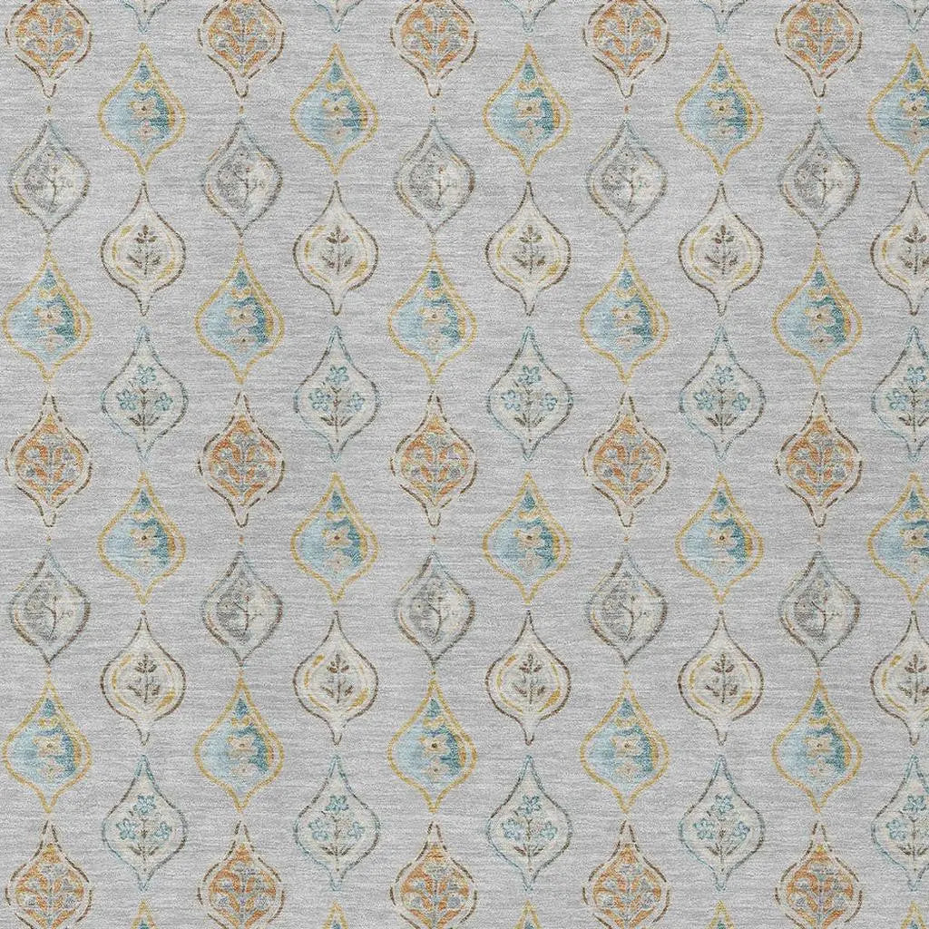 3' X 5' Silver And Gray Floral Washable Indoor Outdoor Area Rug Homeroots Outdoor