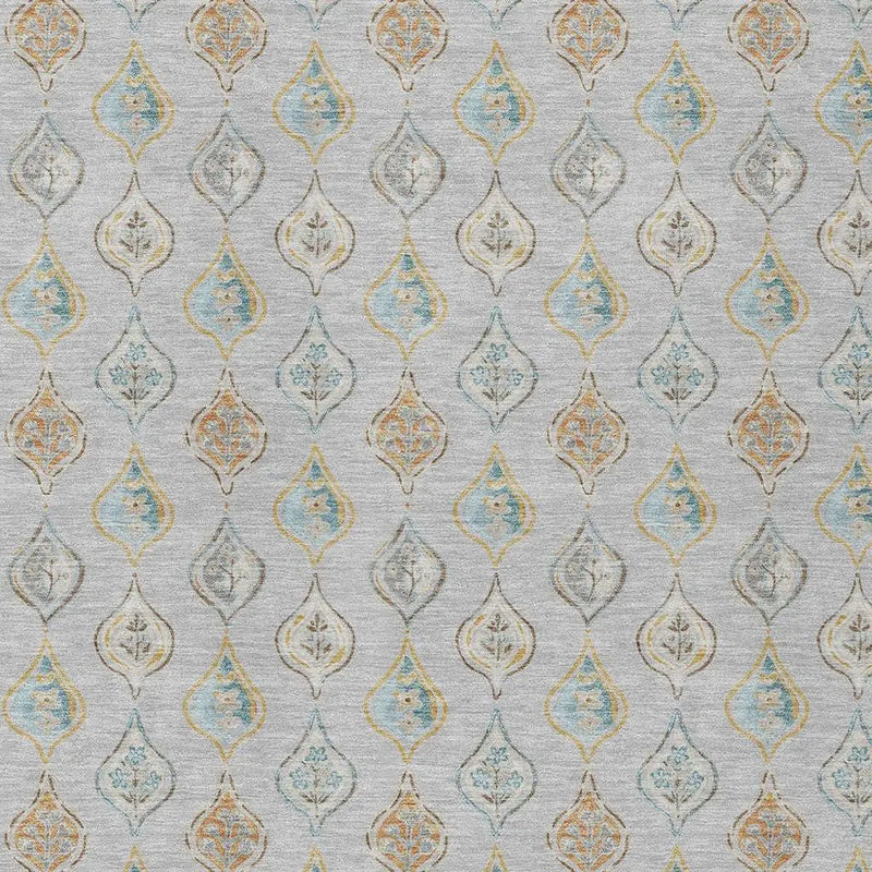 3' X 5' Silver And Gray Floral Washable Indoor Outdoor Area Rug Homeroots Outdoor