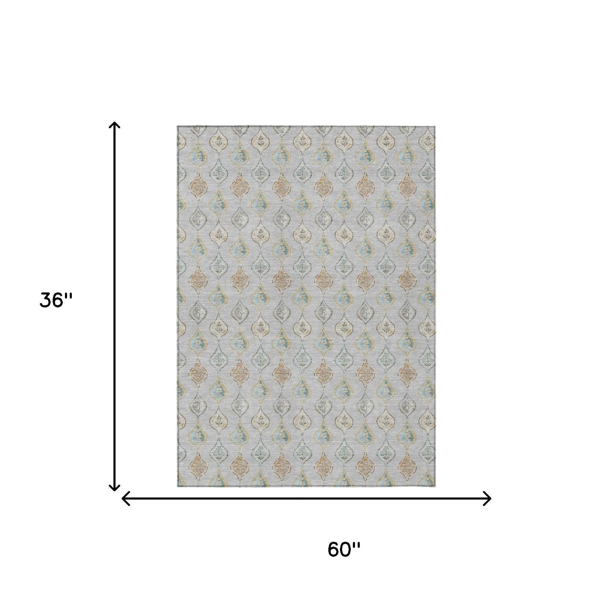 3' X 5' Silver And Gray Floral Washable Indoor Outdoor Area Rug Homeroots Outdoor
