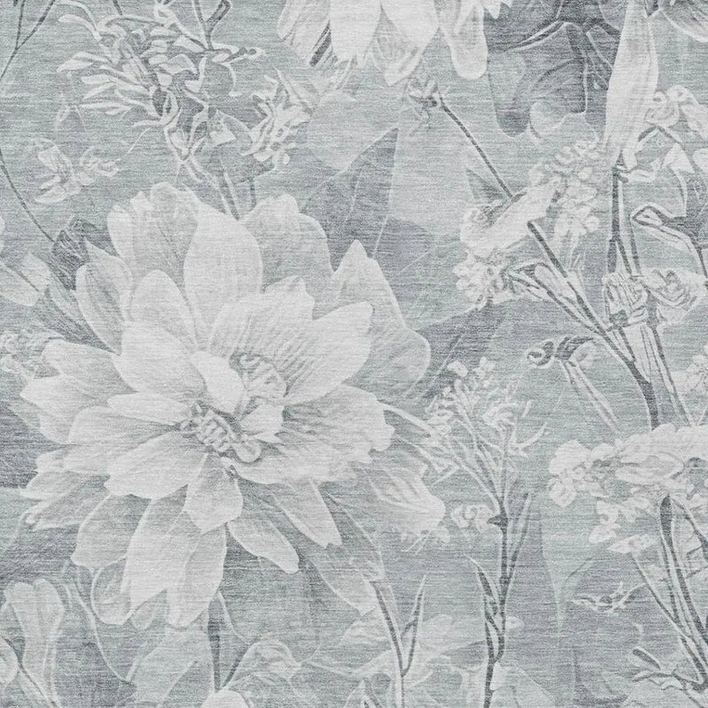 3' X 5' Silver And Gray Floral Washable Indoor Outdoor Area Rug Homeroots Outdoor