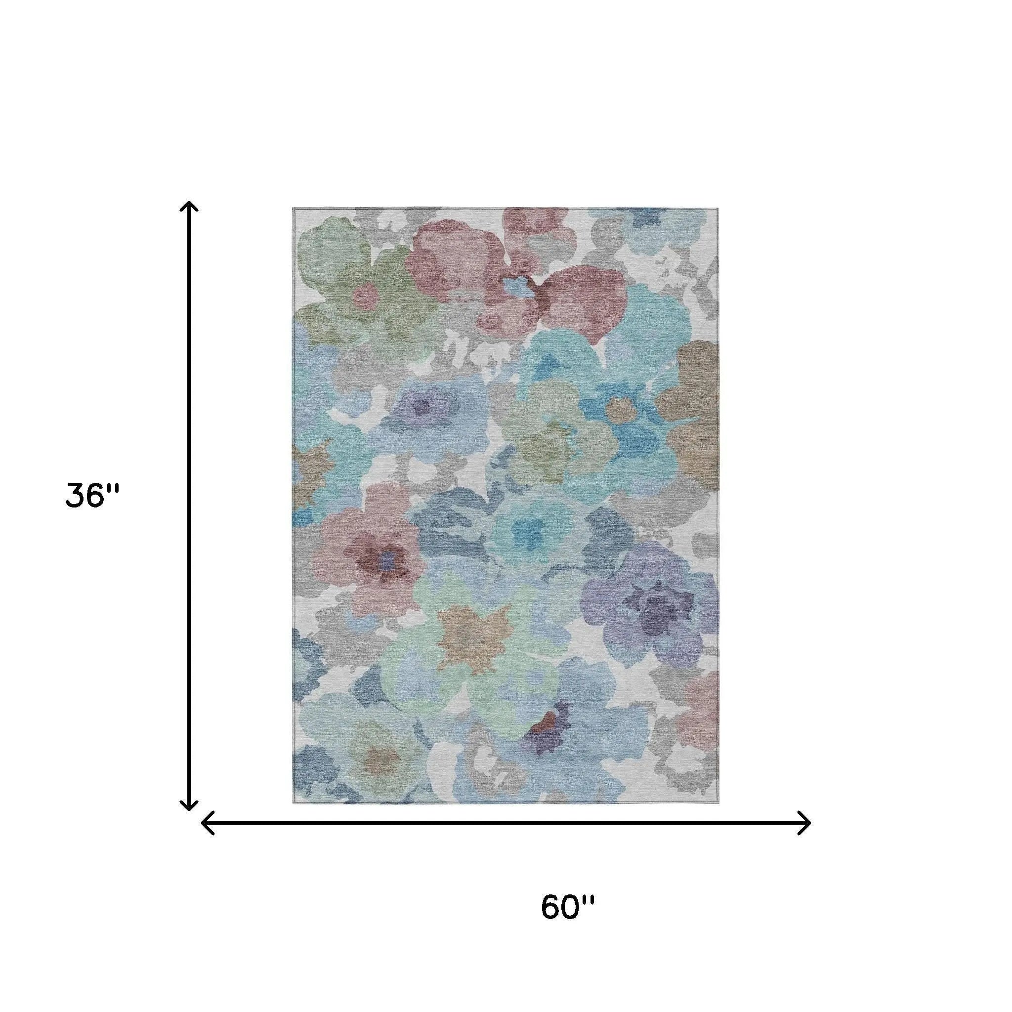 3' X 5' Silver And Gray Floral Washable Indoor Outdoor Area Rug Homeroots Outdoor