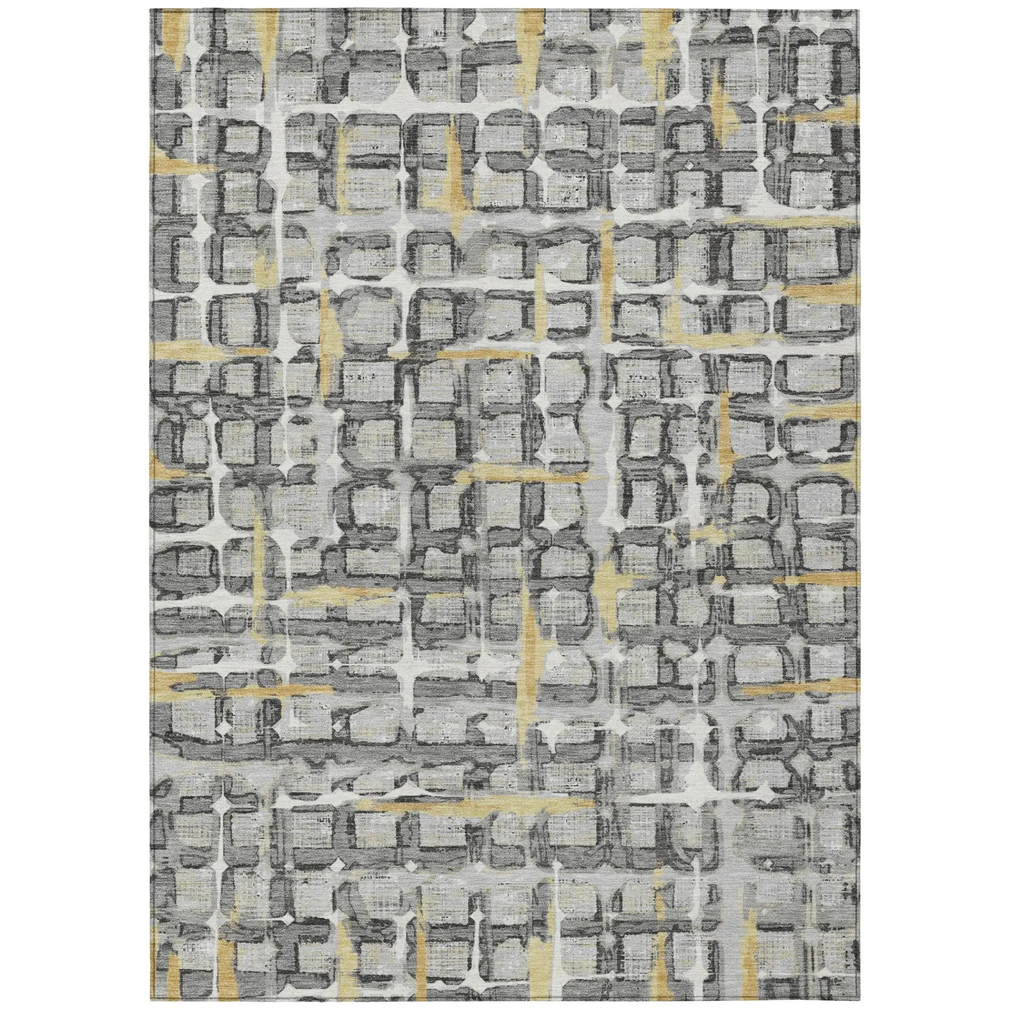 3' X 5' Silver And Gray Geometric Washable Indoor Outdoor Area Rug Homeroots Outdoor