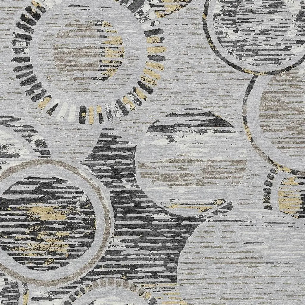 3' X 5' Silver And Gray Geometric Washable Indoor Outdoor Area Rug Homeroots Outdoor