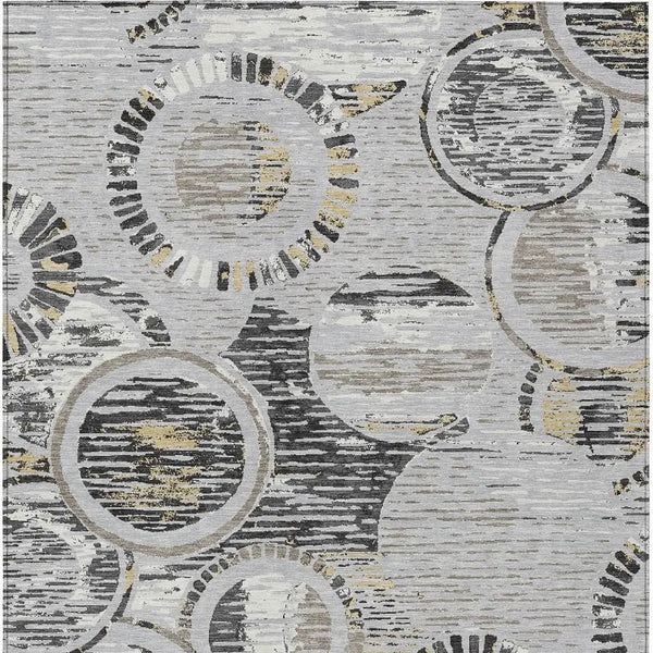 3' X 5' Silver And Gray Geometric Washable Indoor Outdoor Area Rug Homeroots Outdoor