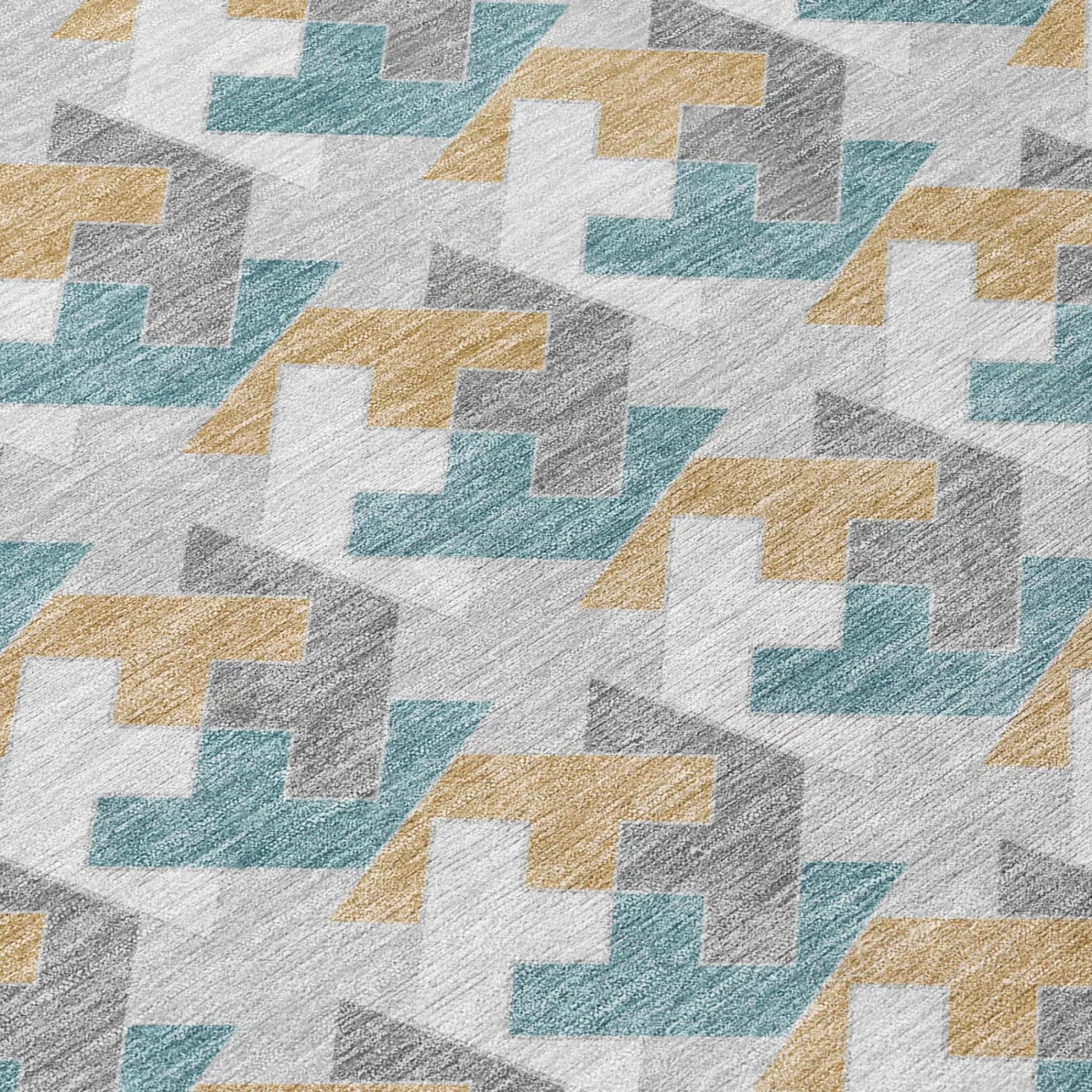 3' X 5' Silver And Gray Geometric Washable Indoor Outdoor Area Rug Homeroots Outdoor