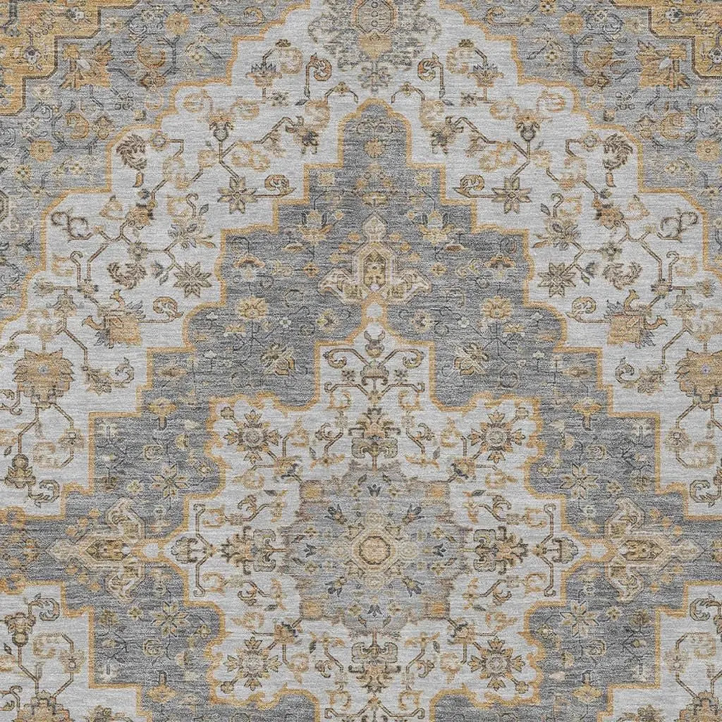 3' X 5' Silver And Gray Medallion Washable Indoor Outdoor Area Rug Homeroots Outdoor