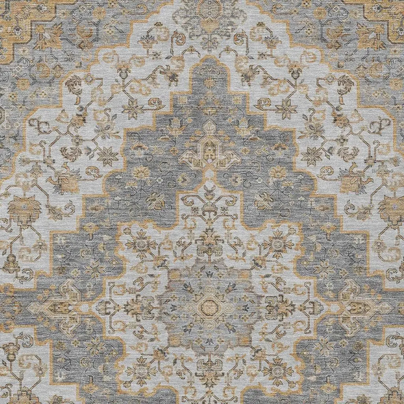 3' X 5' Silver And Gray Medallion Washable Indoor Outdoor Area Rug Homeroots Outdoor
