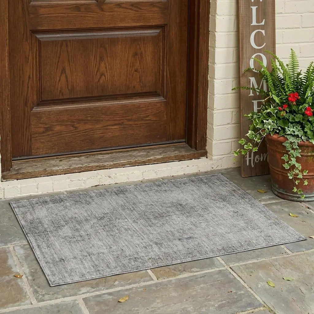 3' X 5' Silver And Gray Oriental Washable Indoor Outdoor Area Rug Homeroots Outdoor