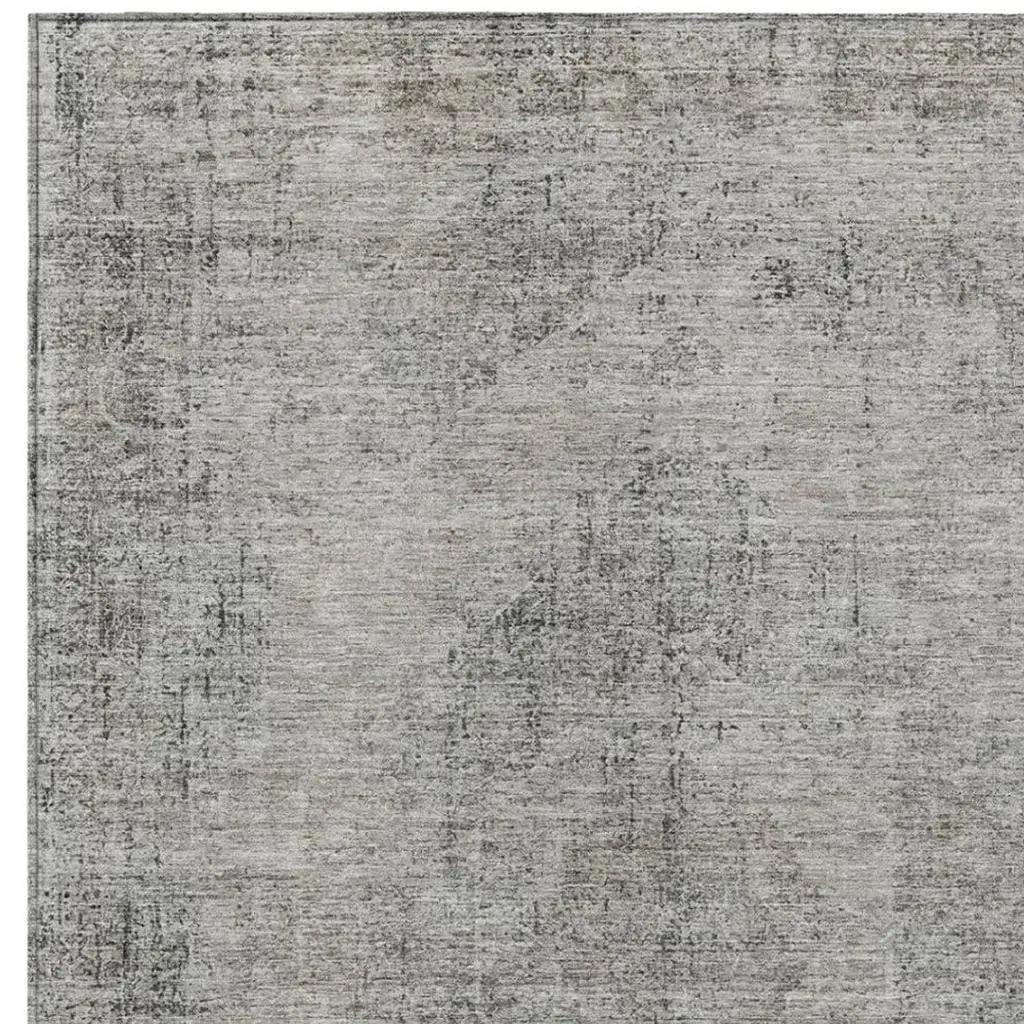 3' X 5' Silver And Gray Oriental Washable Indoor Outdoor Area Rug Homeroots Outdoor