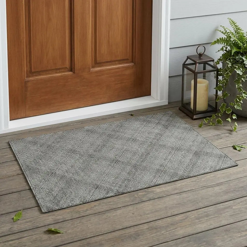 3' X 5' Silver And Gray Plaid Washable Indoor Outdoor Area Rug Homeroots Outdoor