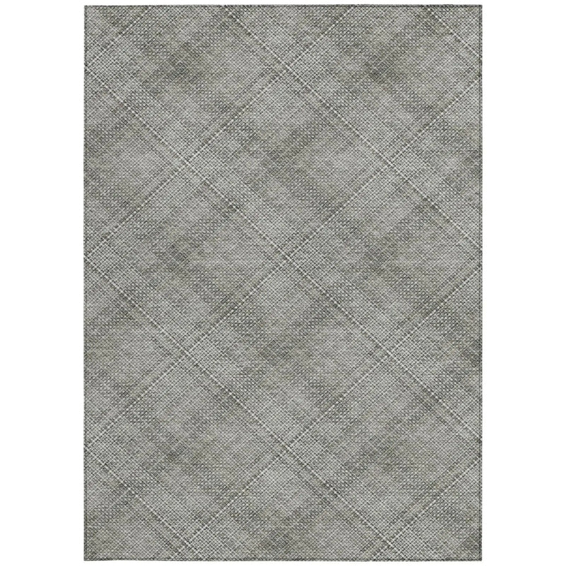 3' X 5' Silver And Gray Plaid Washable Indoor Outdoor Area Rug Homeroots Outdoor