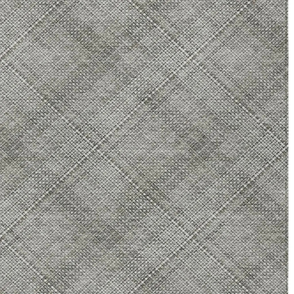 3' X 5' Silver And Gray Plaid Washable Indoor Outdoor Area Rug Homeroots Outdoor