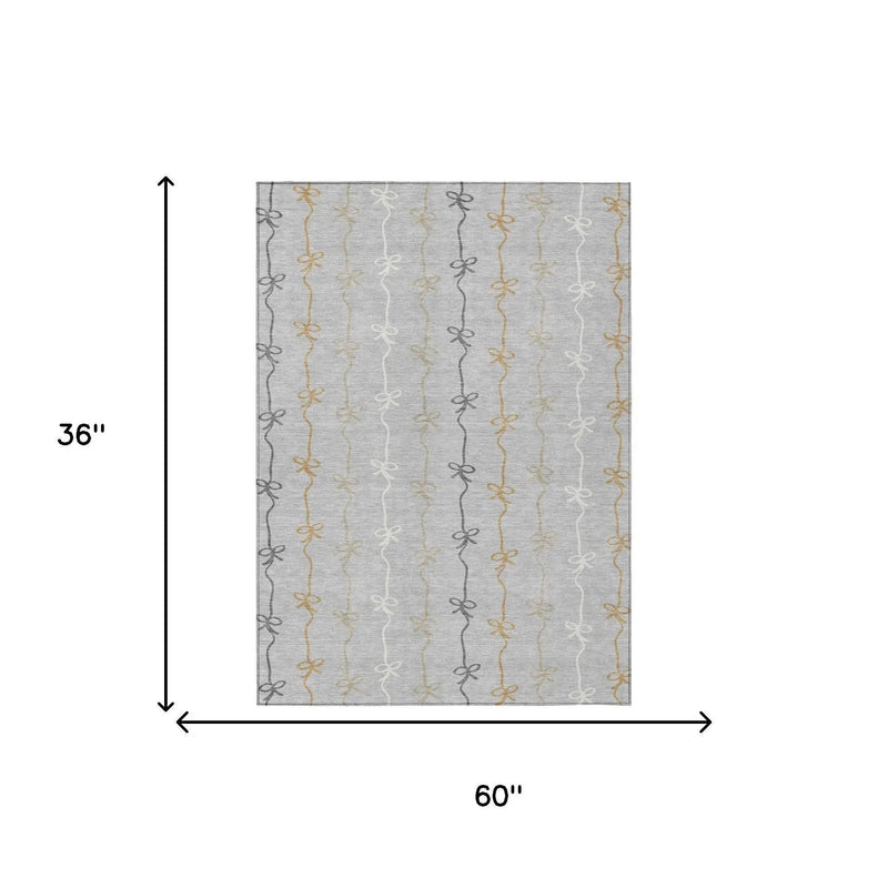 3' X 5' Silver And Gray Southwestern Washable Indoor Outdoor Area Rug Homeroots Outdoor