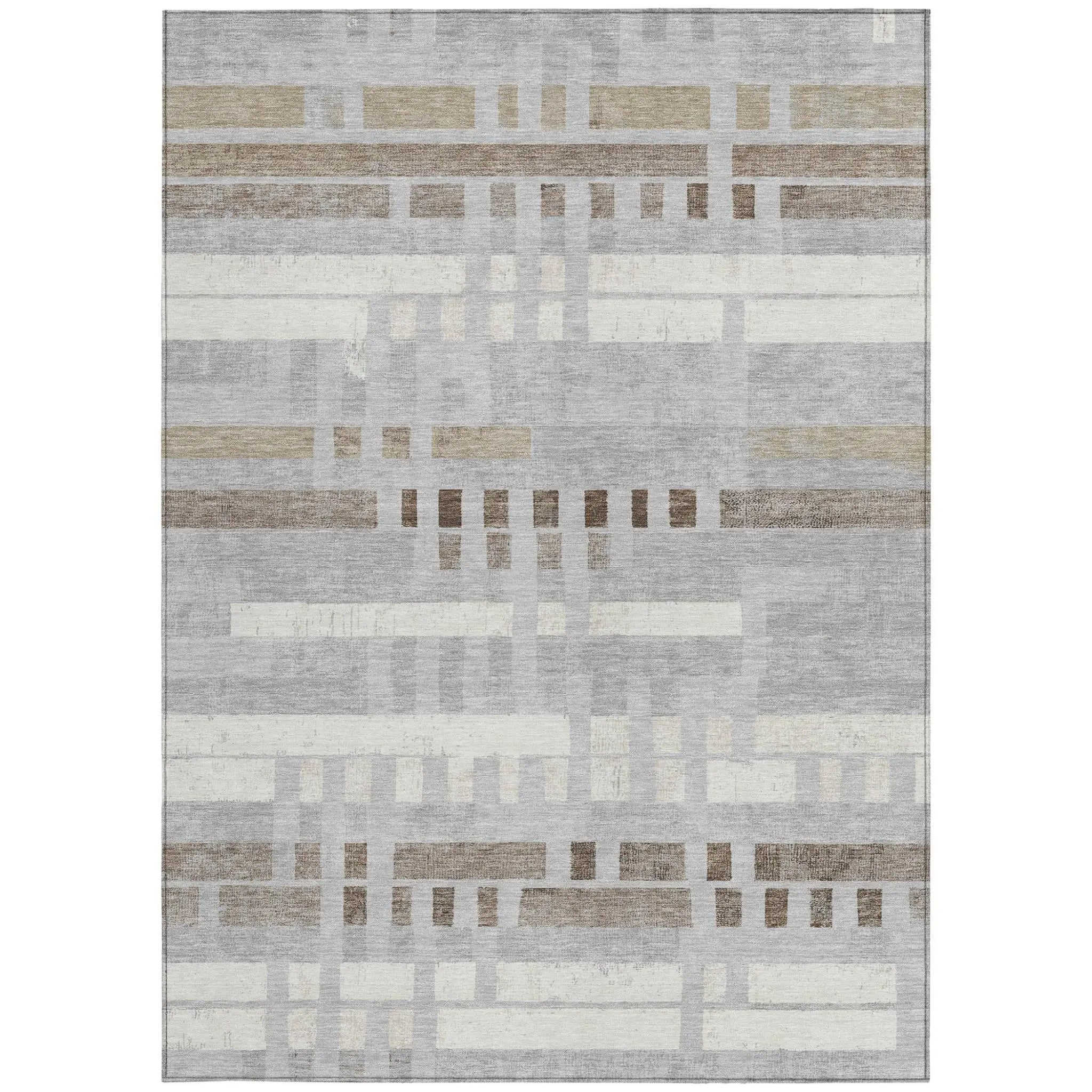3' X 5' Silver And Gray Striped Washable Indoor Outdoor Area Rug Homeroots Outdoor