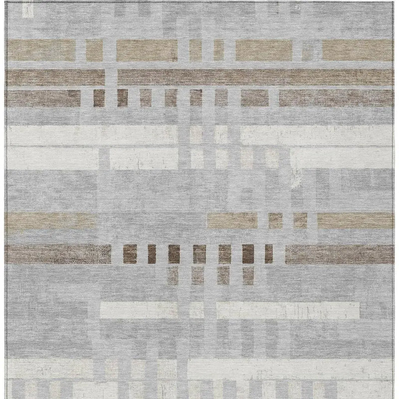 3' X 5' Silver And Gray Striped Washable Indoor Outdoor Area Rug Homeroots Outdoor