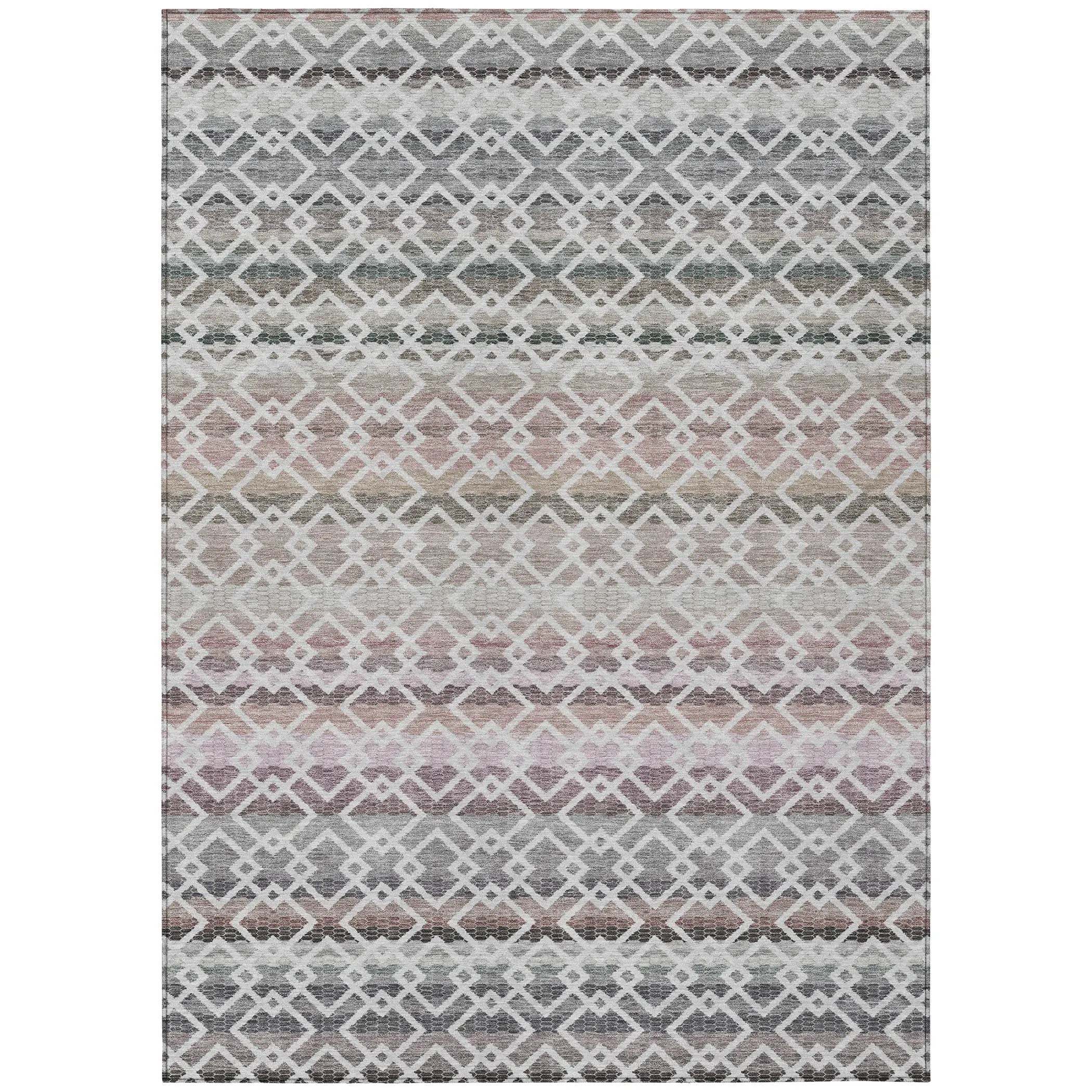 3' X 5' Silver And Gray Striped Washable Indoor Outdoor Area Rug Homeroots Outdoor