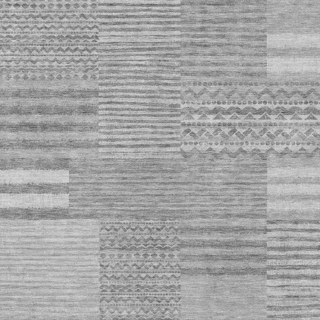 3' X 5' Silver And Gray Striped Washable Indoor Outdoor Area Rug Homeroots Outdoor