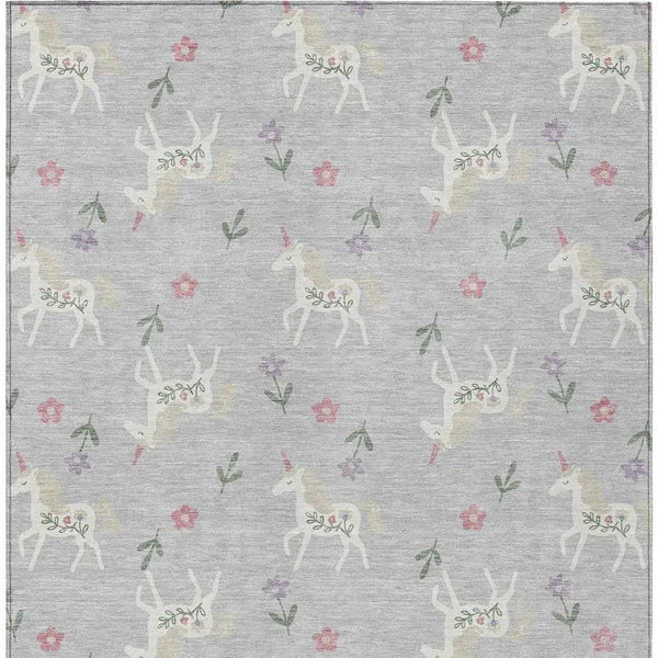 3' X 5' Silver And Ivory Floral Washable Indoor Outdoor Area Rug Homeroots Outdoor