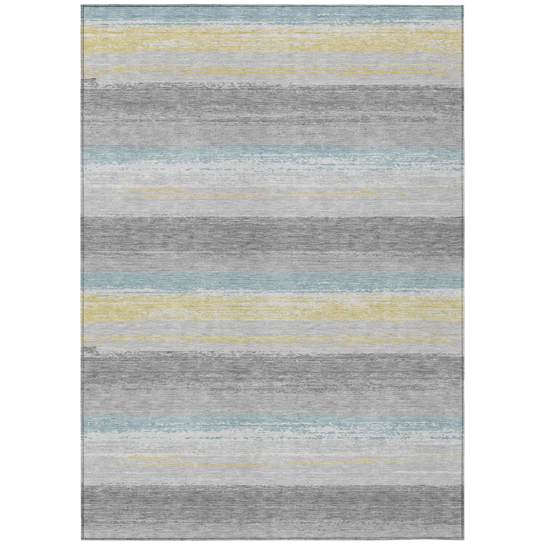 3' X 5' Silver And Taupe Striped Washable Indoor Outdoor Area Rug Homeroots Outdoor
