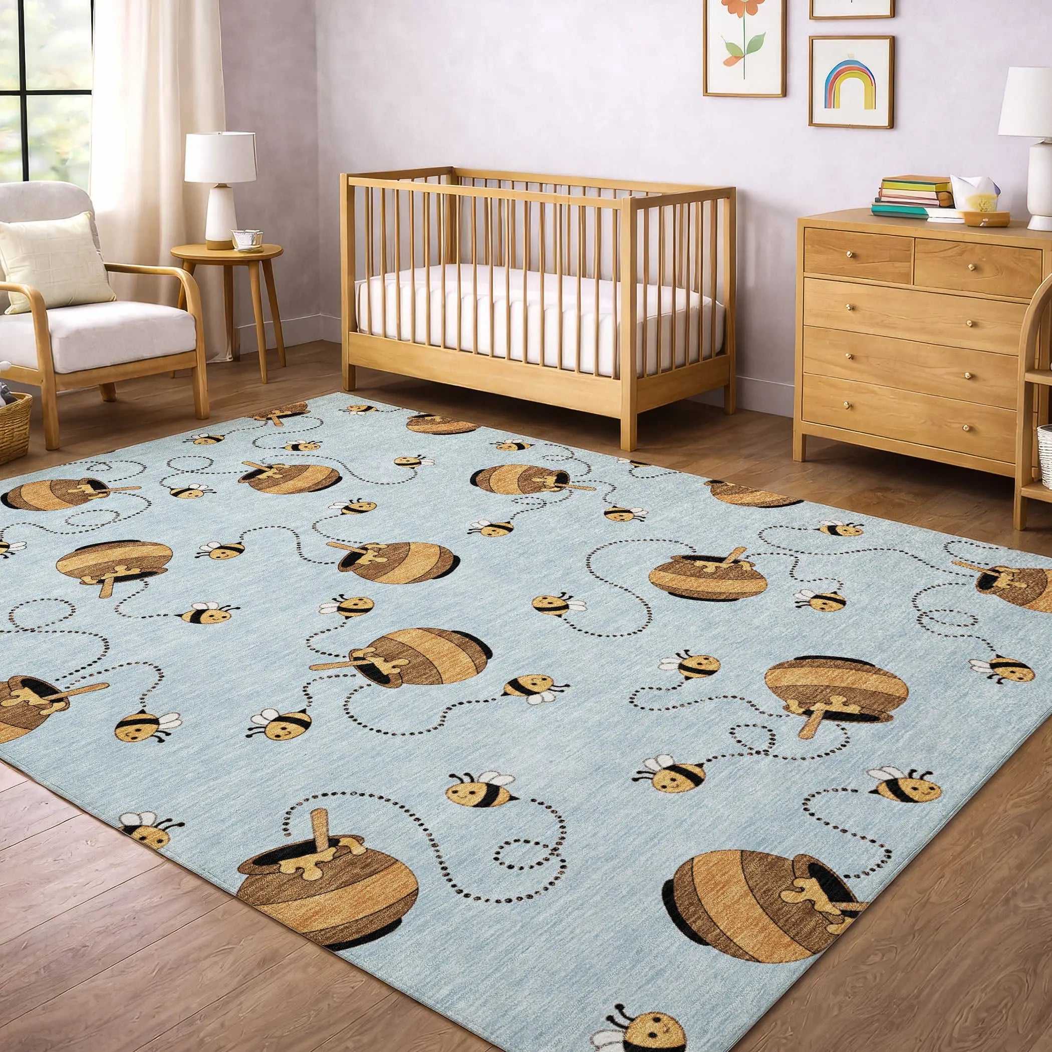 3' X 5' Sky Blue And Beige Geometric Washable Indoor Outdoor Area Rug Homeroots Outdoor