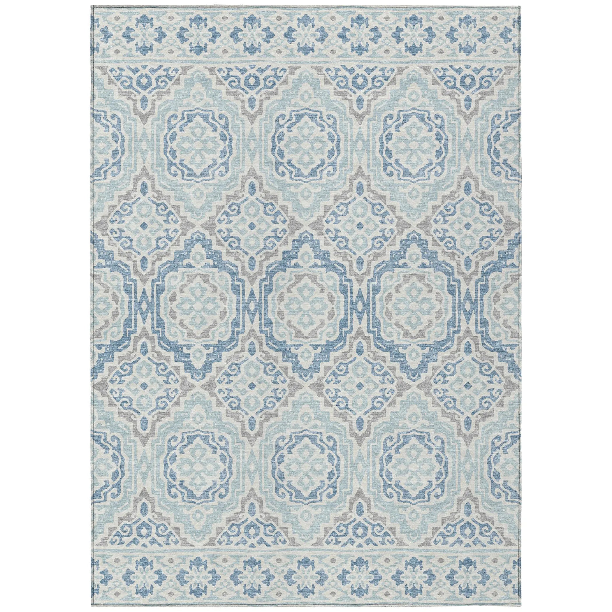 3' X 5' Sky Blue And Beige Tribal Washable Indoor Outdoor Area Rug Homeroots Outdoor