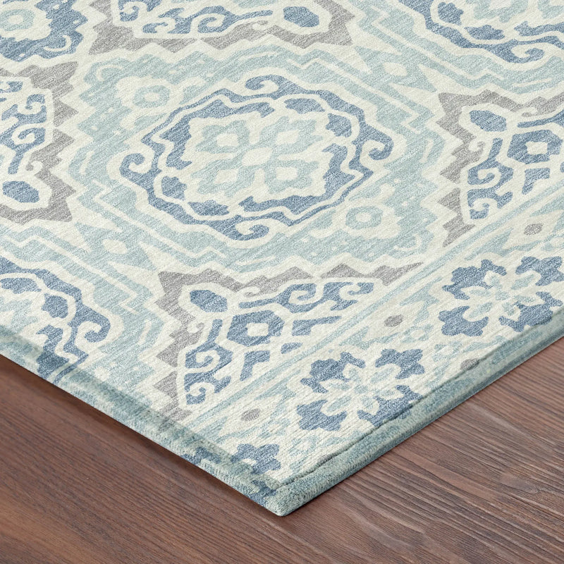 3' X 5' Sky Blue And Beige Tribal Washable Indoor Outdoor Area Rug Homeroots Outdoor