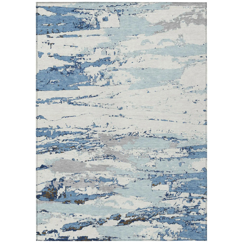 3' X 5' Sky Blue And Blue Abstract Washable Indoor Outdoor Area Rug Homeroots Outdoor