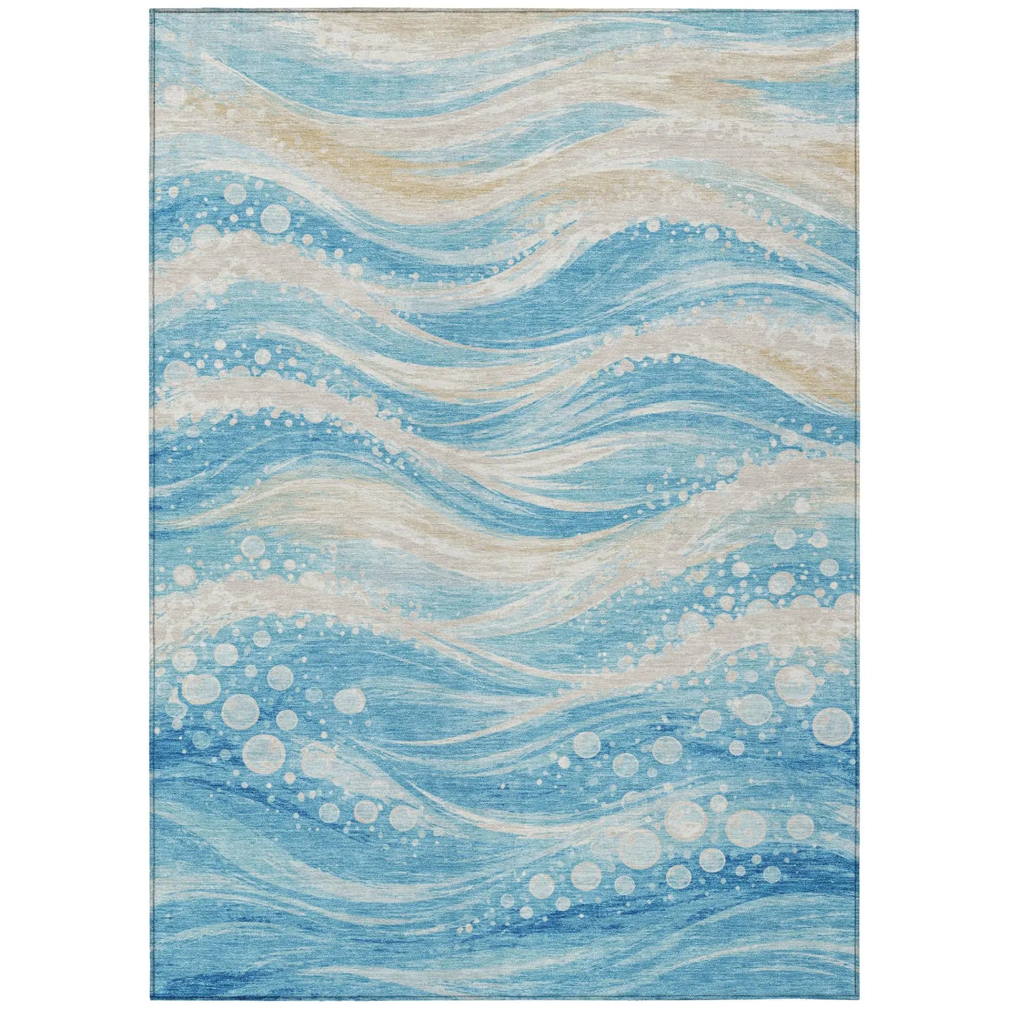 3' X 5' Sky Blue And Blue Abstract Washable Indoor Outdoor Area Rug Homeroots Outdoor