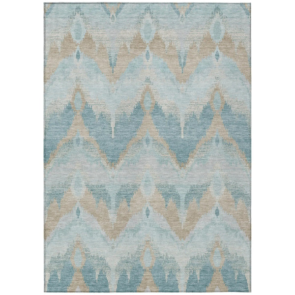 3' X 5' Sky Blue And Blue Abstract Washable Indoor Outdoor Area Rug Homeroots Outdoor