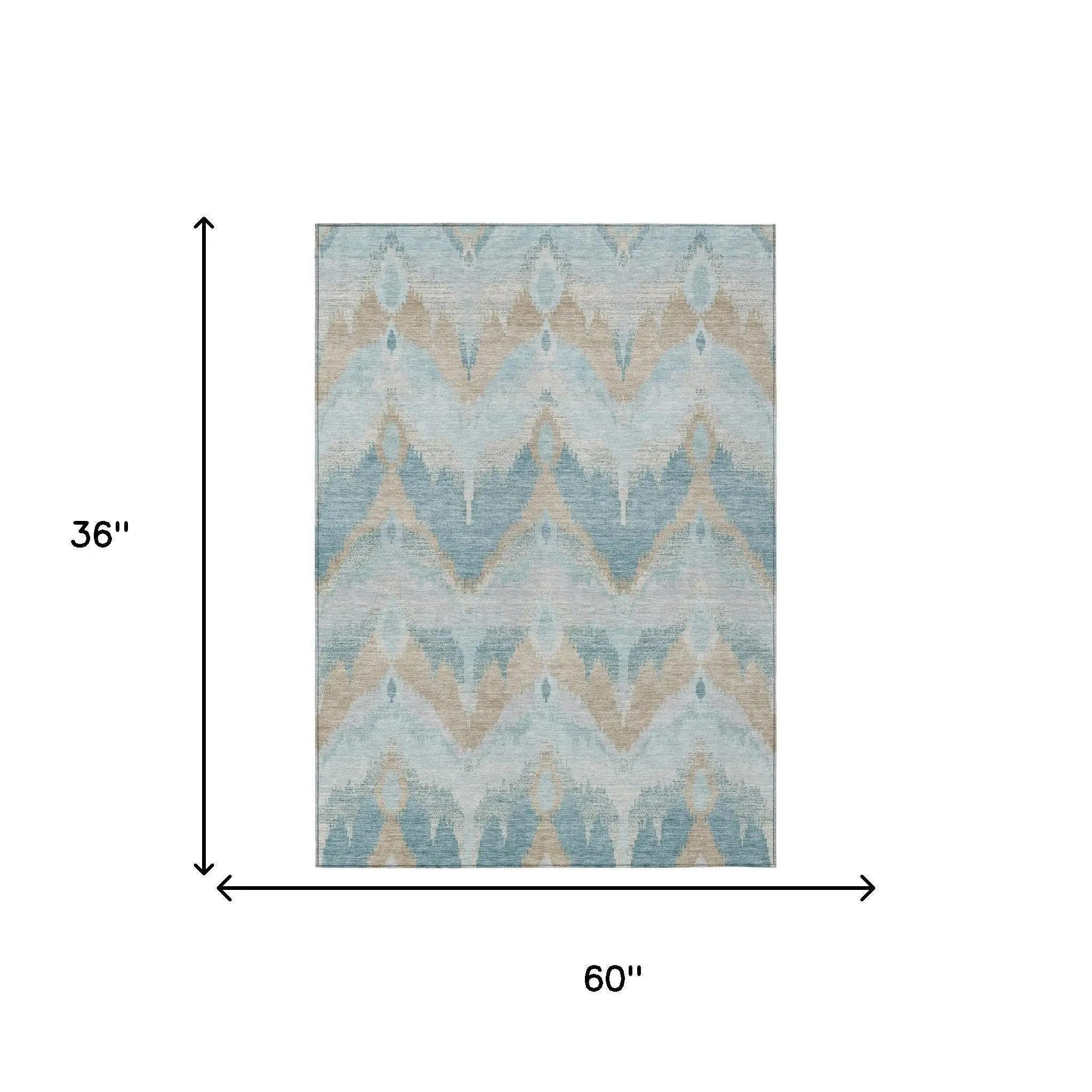 3' X 5' Sky Blue And Blue Abstract Washable Indoor Outdoor Area Rug Homeroots Outdoor