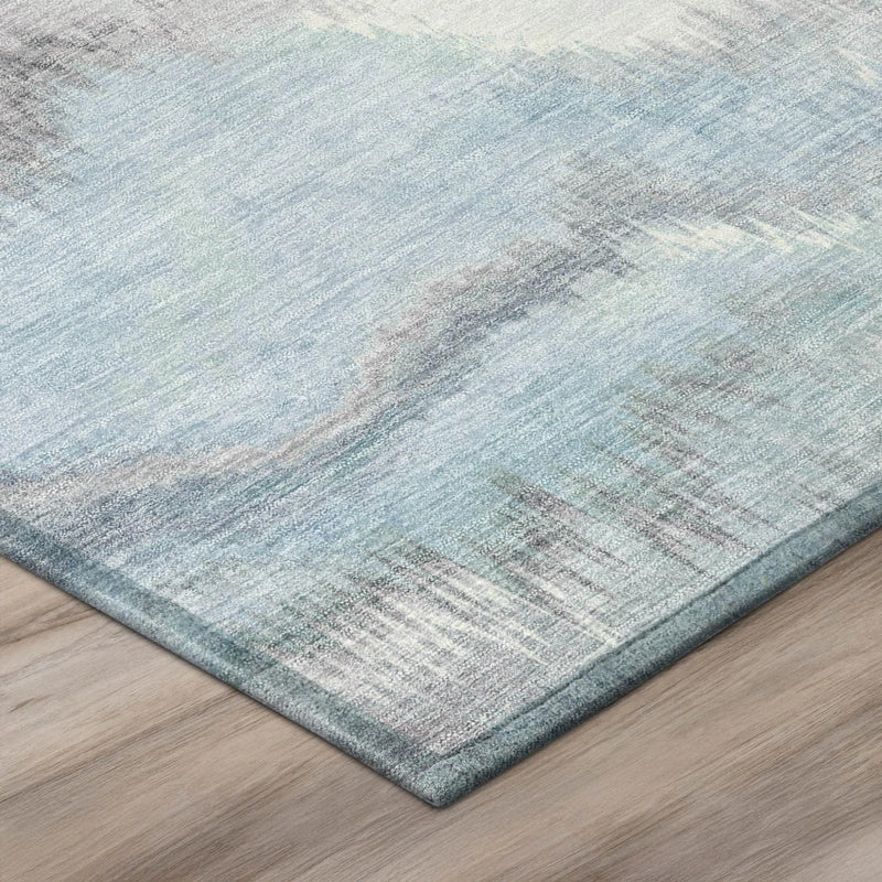 3' X 5' Sky Blue And Blue Abstract Washable Indoor Outdoor Area Rug Homeroots Outdoor