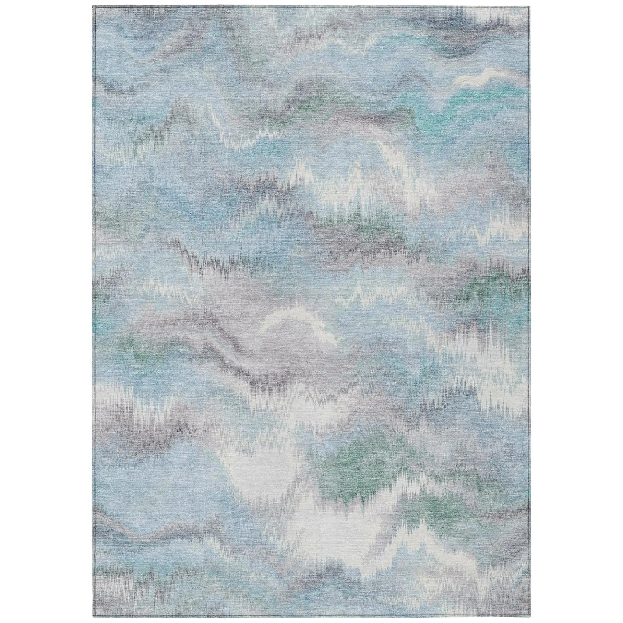 3' X 5' Sky Blue And Blue Abstract Washable Indoor Outdoor Area Rug Homeroots Outdoor