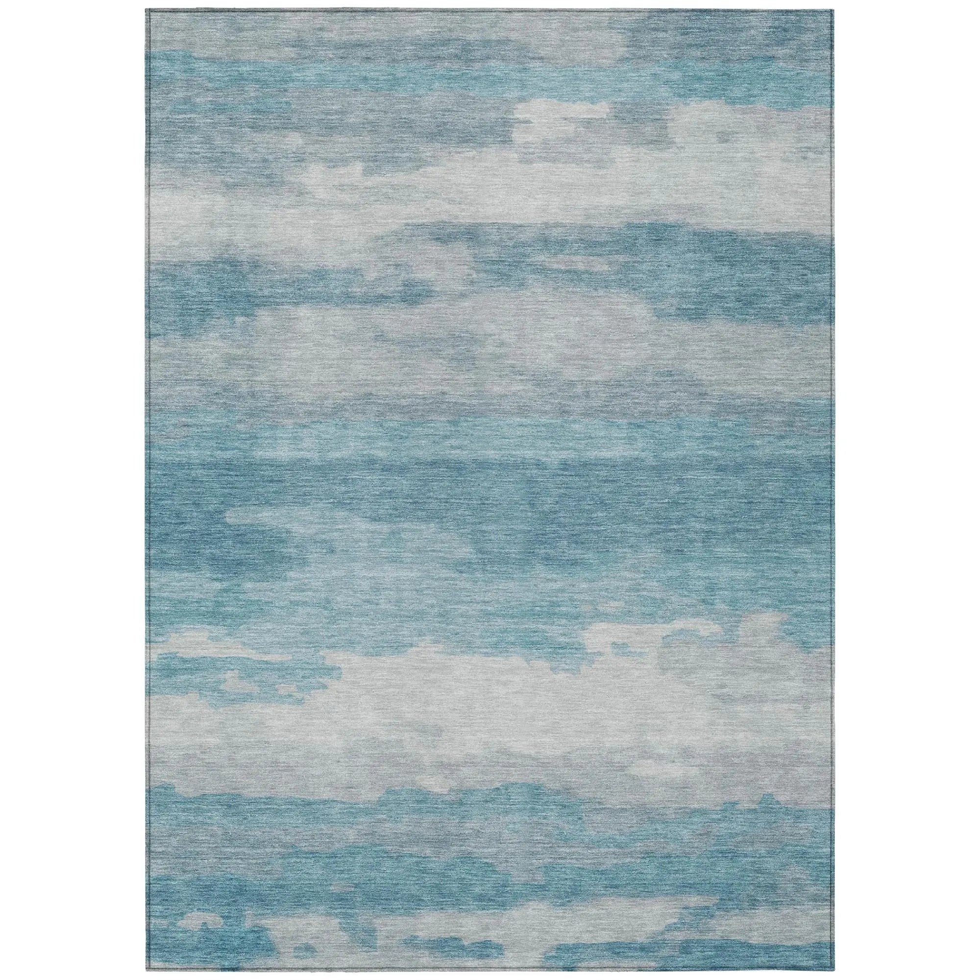 3' X 5' Sky Blue And Blue Abstract Washable Indoor Outdoor Area Rug Homeroots Outdoor