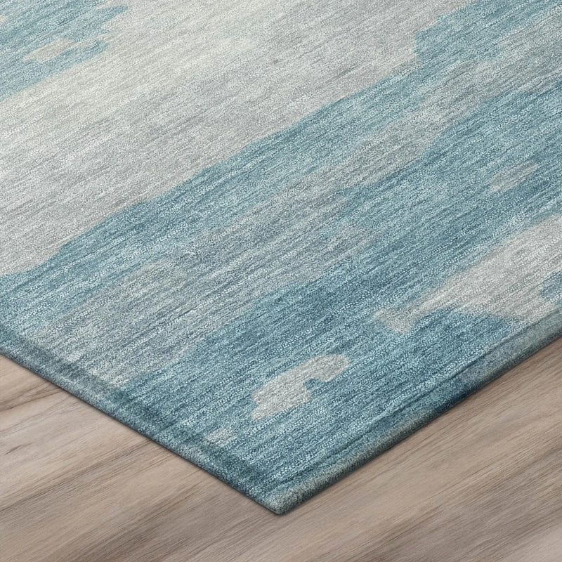 3' X 5' Sky Blue And Blue Abstract Washable Indoor Outdoor Area Rug Homeroots Outdoor