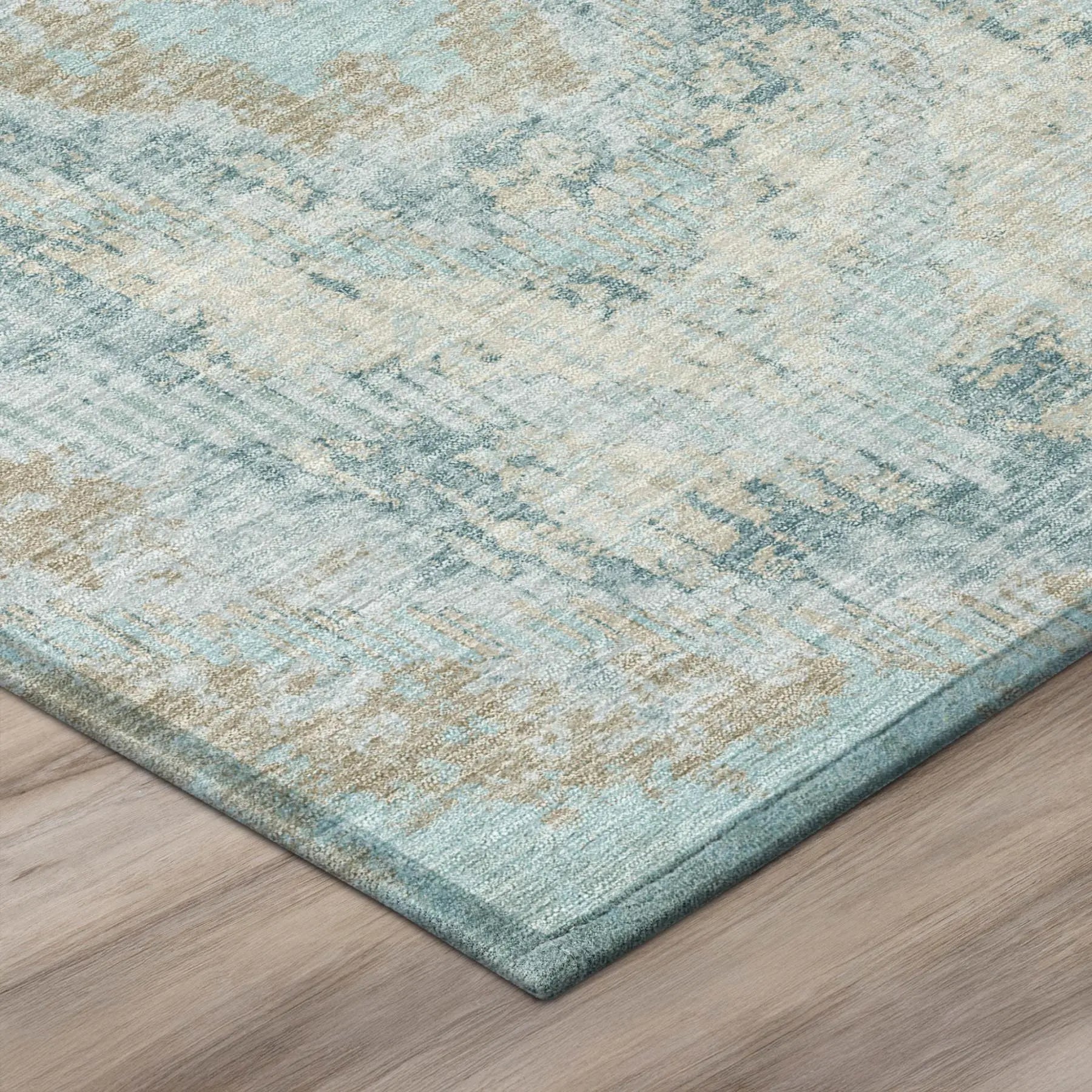 3' X 5' Sky Blue And Blue Abstract Washable Indoor Outdoor Area Rug Homeroots Outdoor
