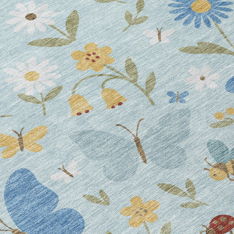 3' X 5' Sky Blue And Blue Abstract Washable Indoor Outdoor Area Rug Homeroots Outdoor