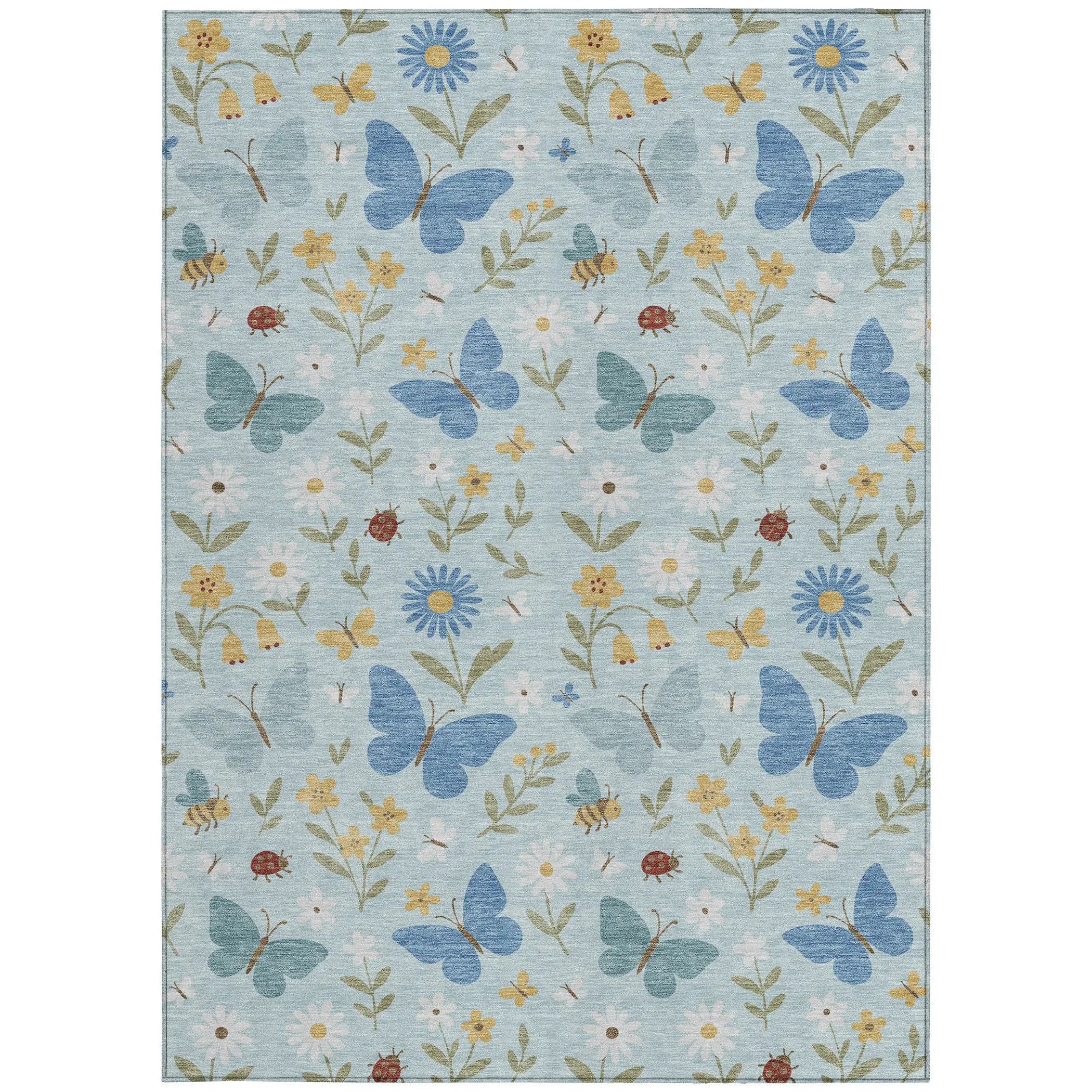 3' X 5' Sky Blue And Blue Abstract Washable Indoor Outdoor Area Rug Homeroots Outdoor