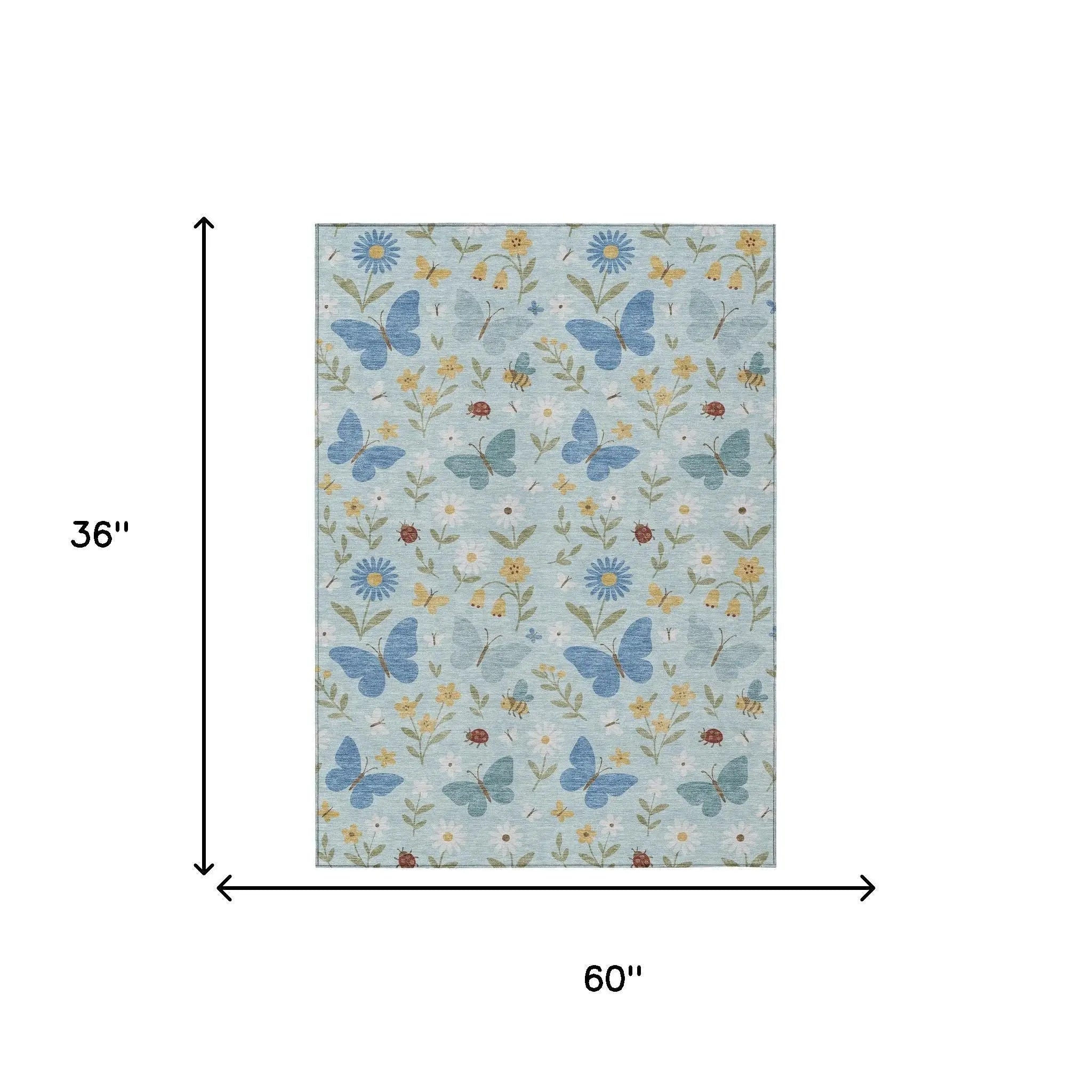 3' X 5' Sky Blue And Blue Abstract Washable Indoor Outdoor Area Rug Homeroots Outdoor