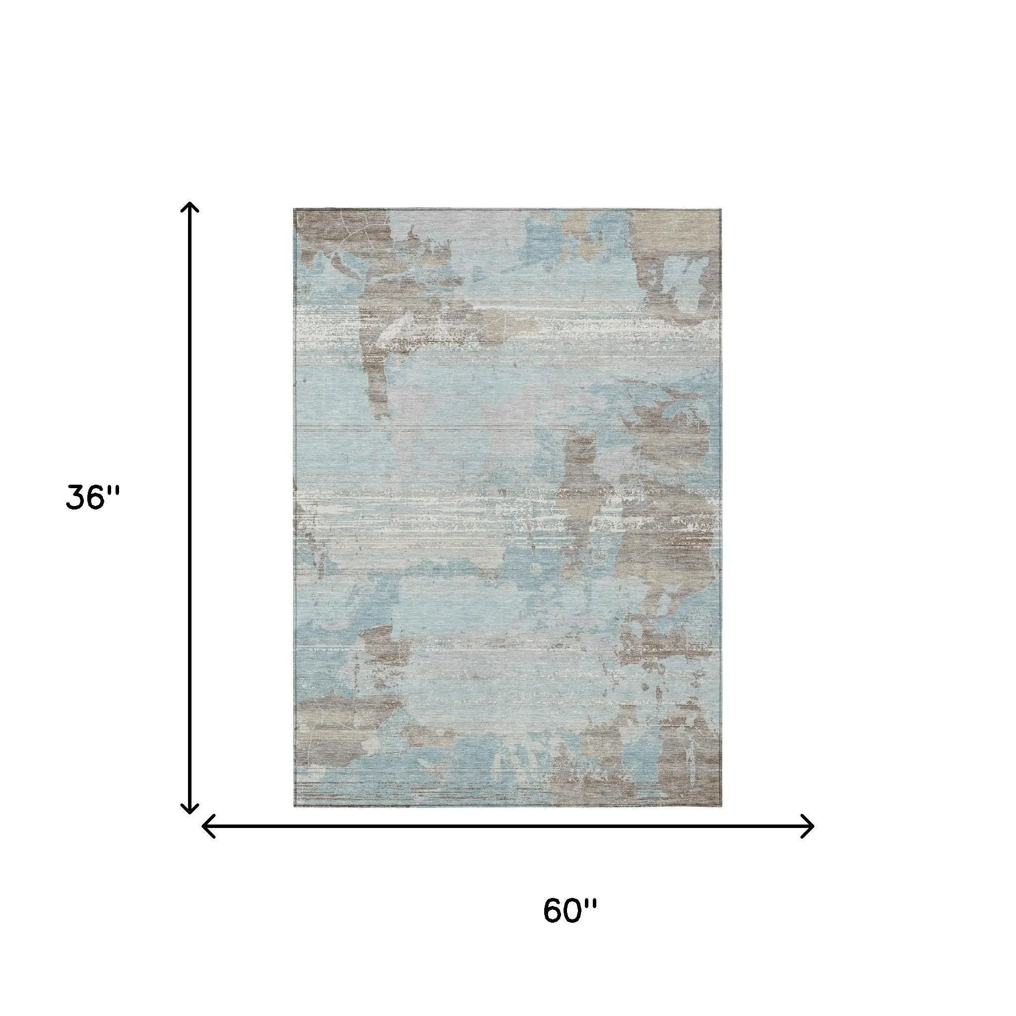 3' X 5' Sky Blue And Blue Abstract Washable Indoor Outdoor Area Rug Homeroots Outdoor
