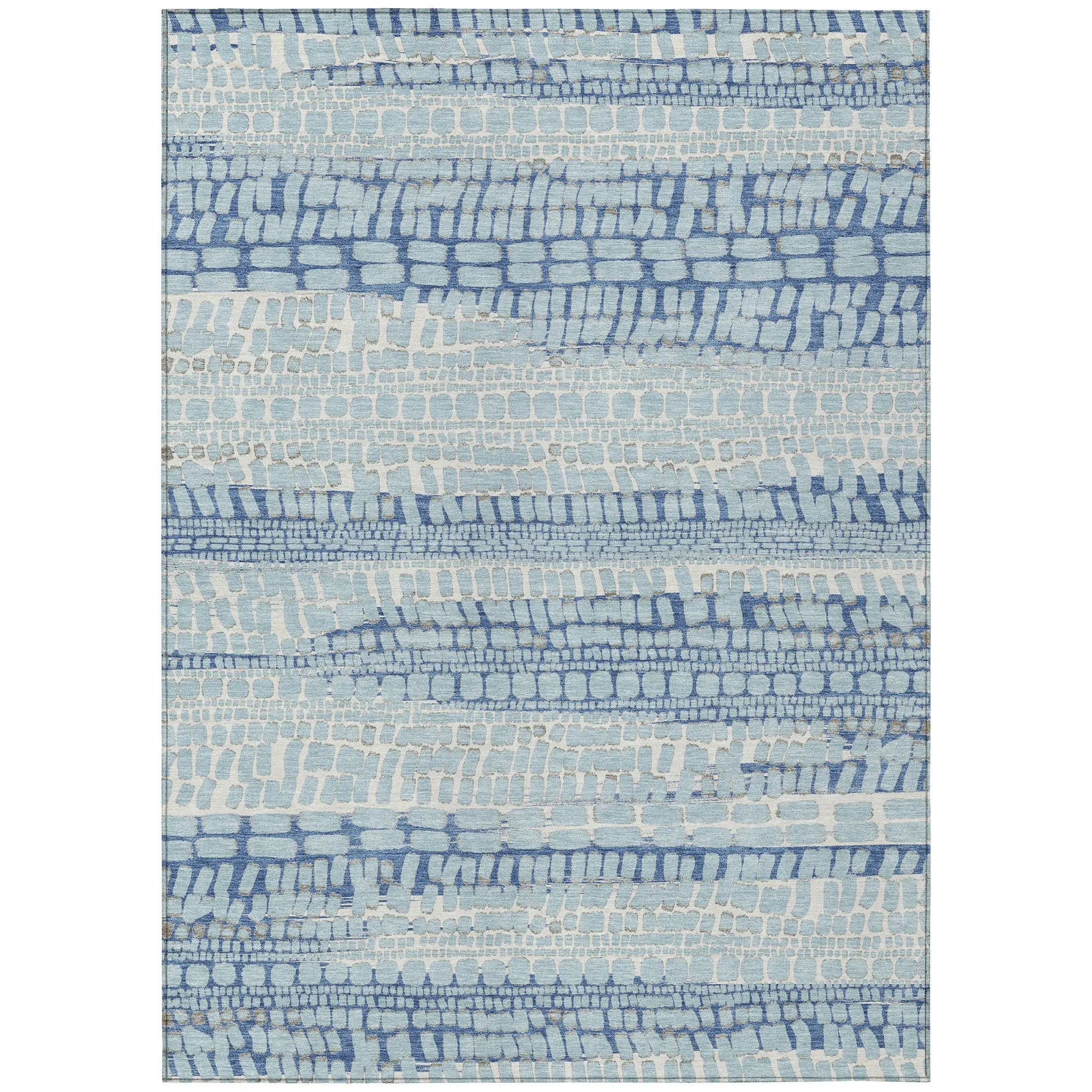 3' X 5' Sky Blue And Blue Abstract Washable Indoor Outdoor Area Rug Homeroots Outdoor