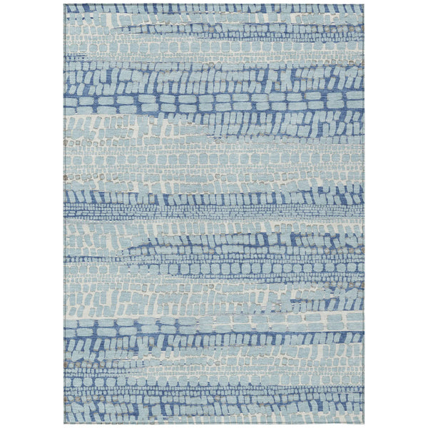 3' X 5' Sky Blue And Blue Abstract Washable Indoor Outdoor Area Rug Homeroots Outdoor