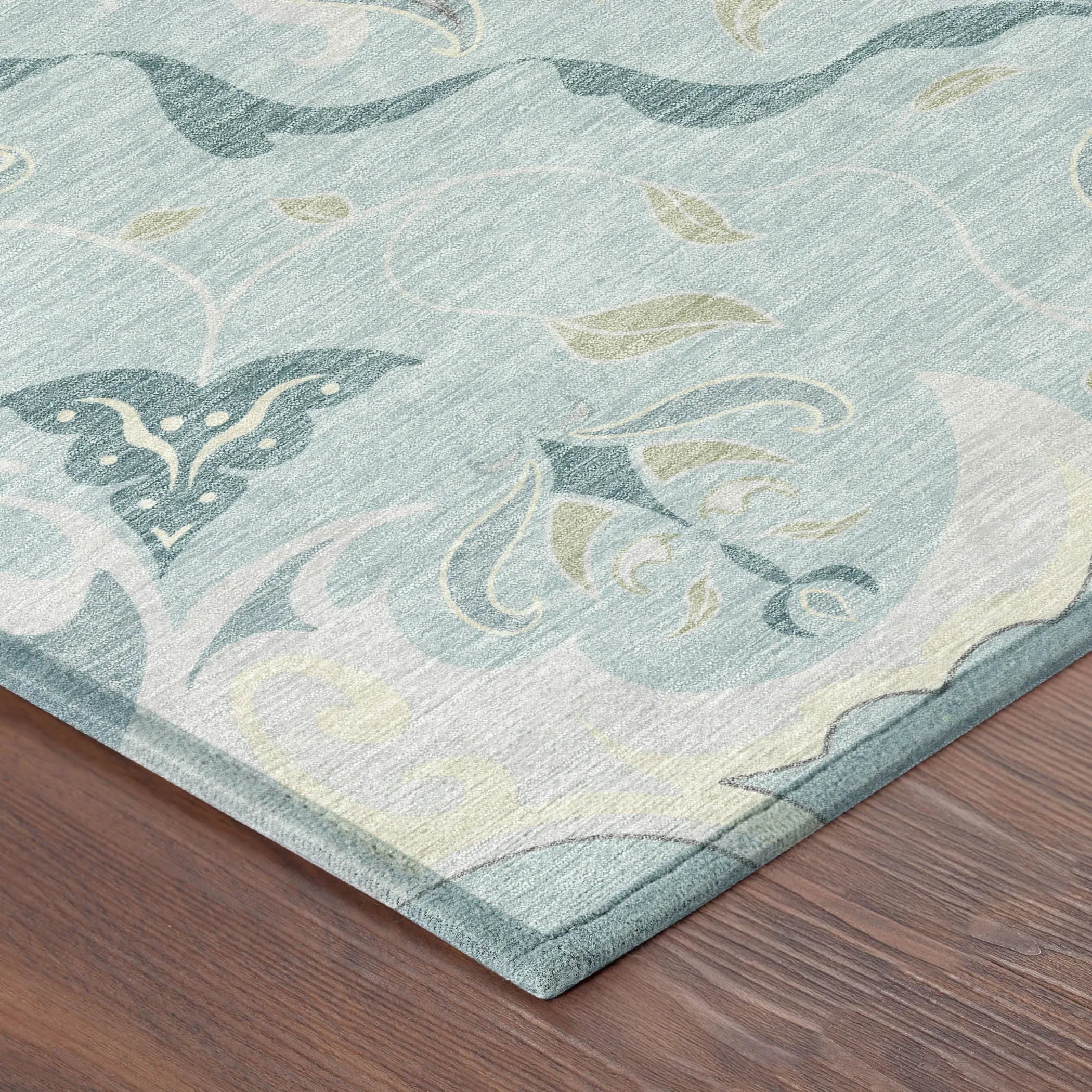 3' X 5' Sky Blue And Blue Damask Washable Indoor Outdoor Area Rug Homeroots Outdoor